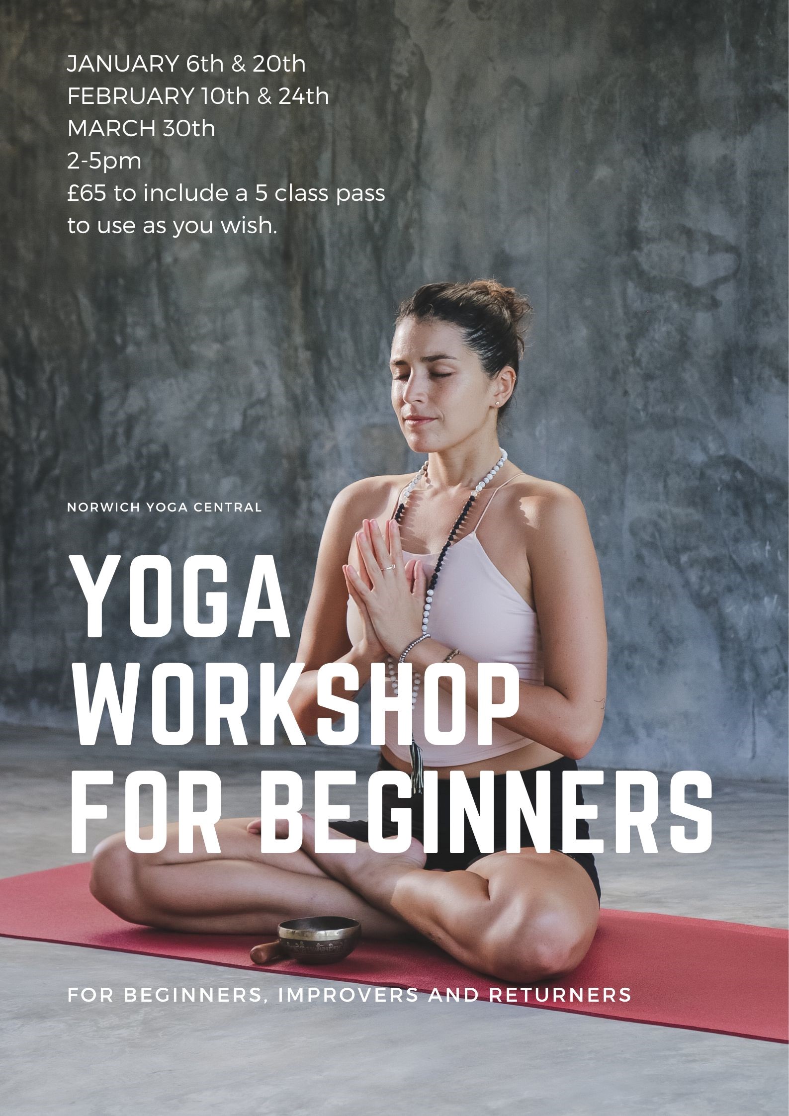 Yoga workshop for beginners advert